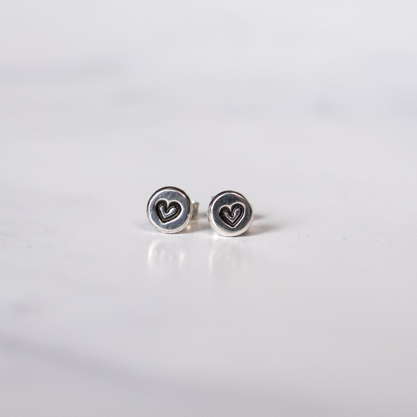 Handcrafted Recycled Sterling Silver Sweetheart Studs