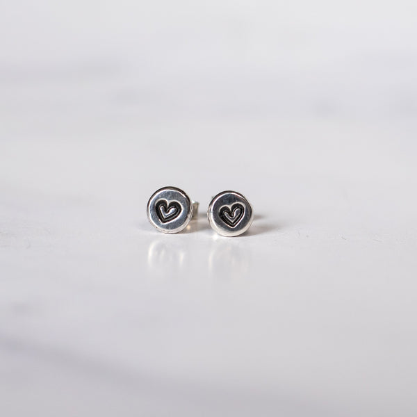 Handcrafted Recycled Sterling Silver Sweetheart Studs