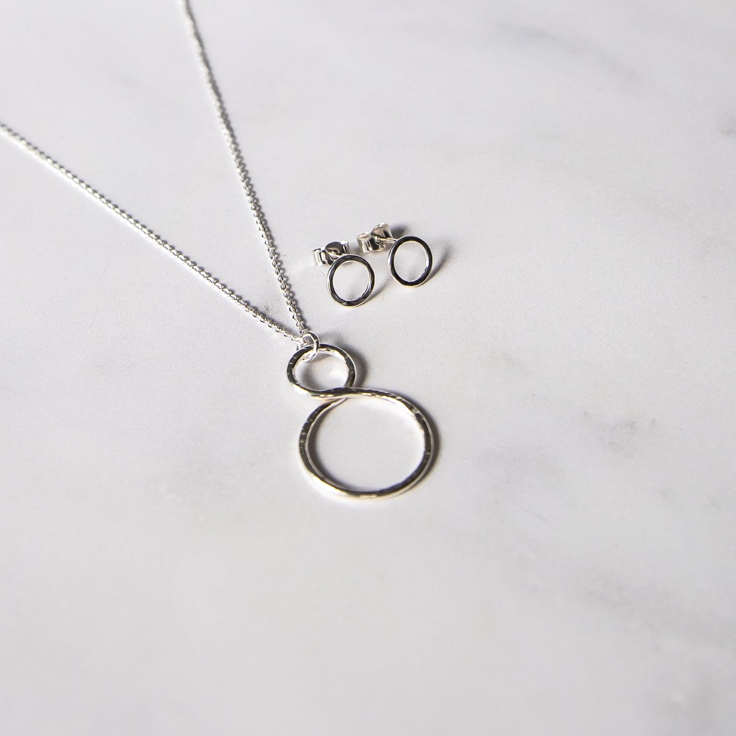Sterling Silver Infinity Pendant and Hammered Stud Gift Set