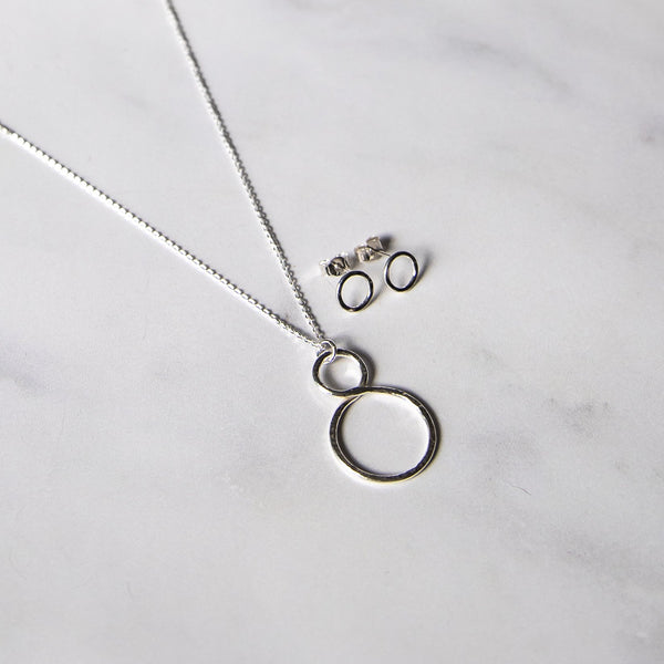 Sterling Silver Infinity Pendant and Hammered Stud Gift Set