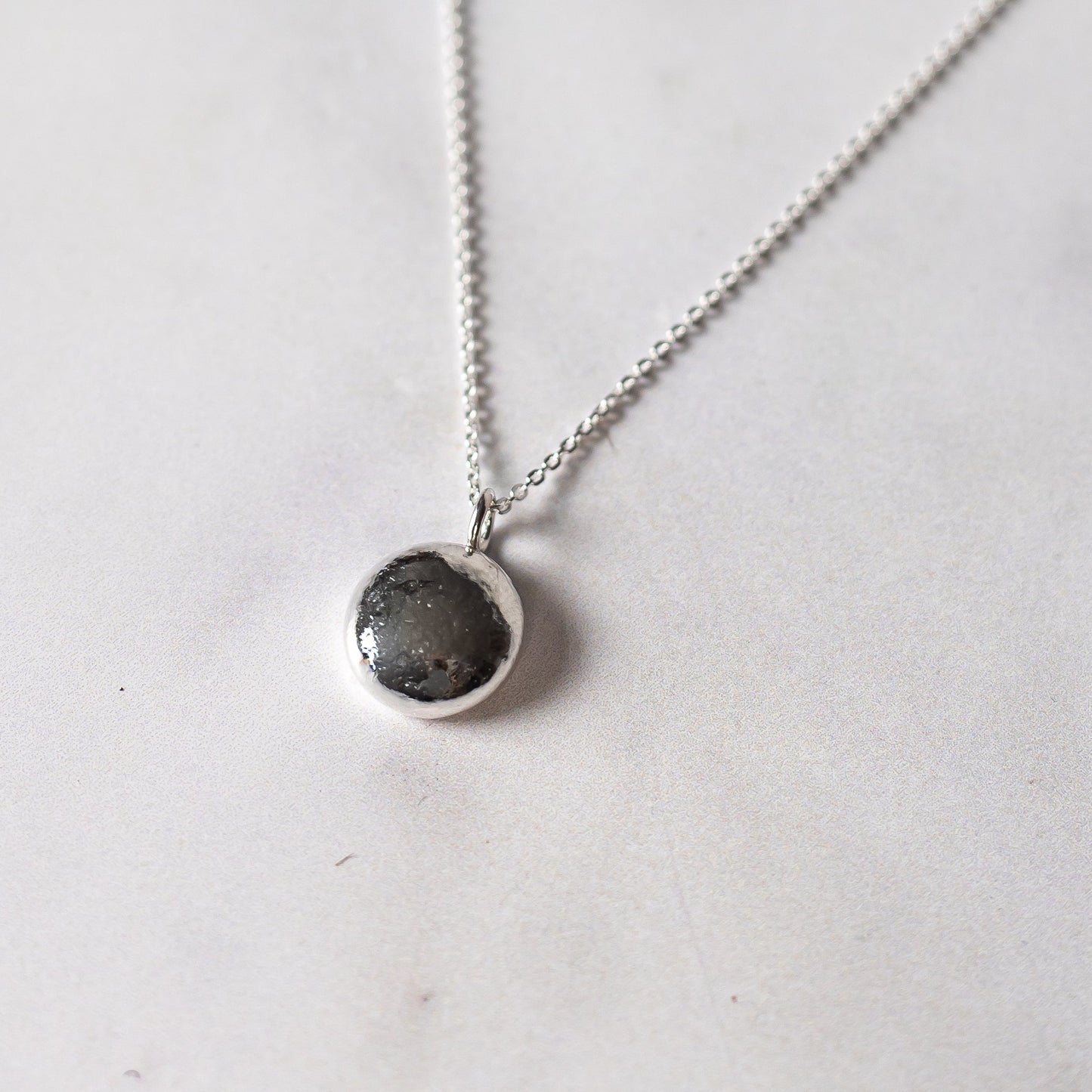 Sterling Silver Pebble Pendant | Organic Recycled Silver Necklace