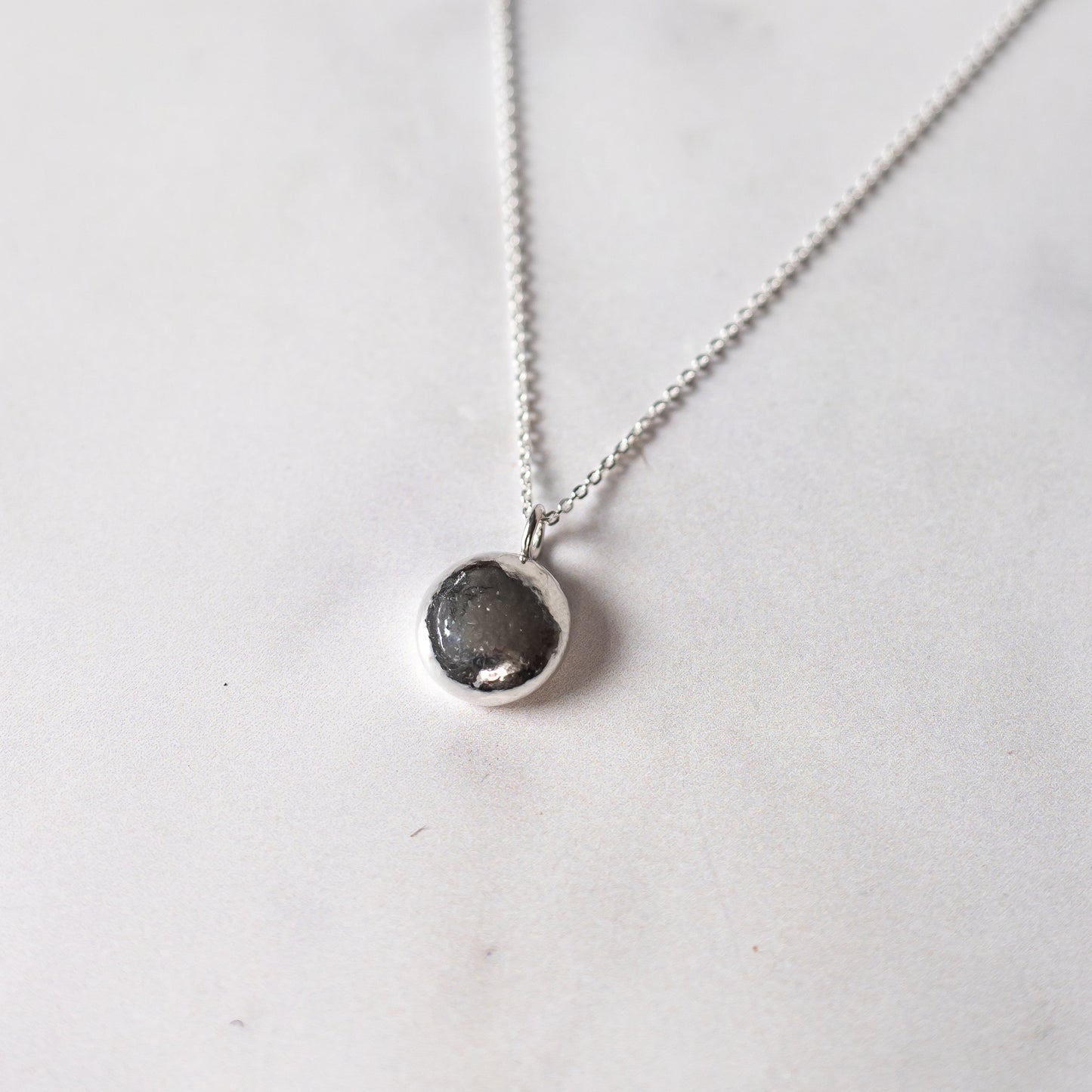 Sterling Silver Pebble Pendant | Organic Recycled Silver Necklace