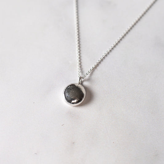 Sterling Silver Pebble Pendant | Organic Recycled Silver Necklace