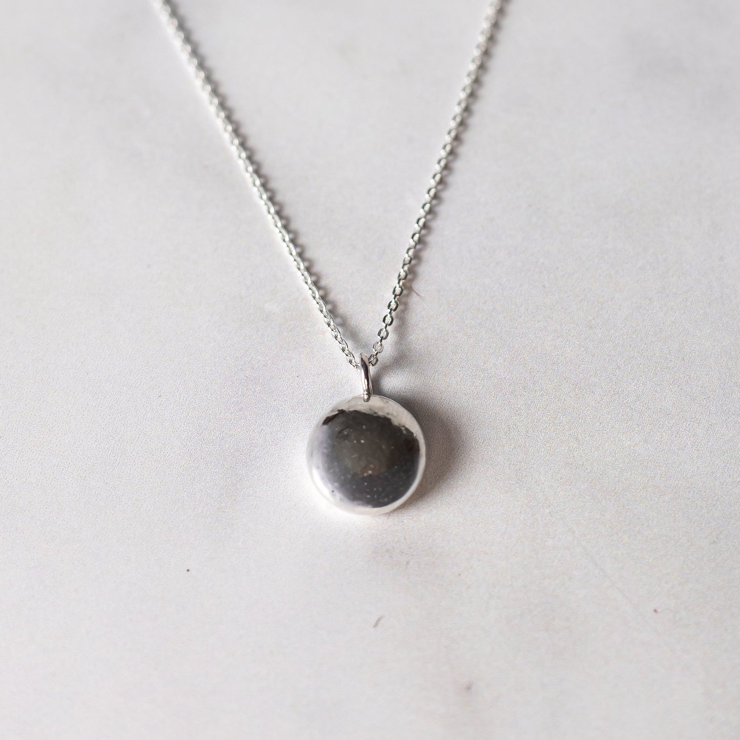 Sterling Silver Pebble Pendant | Organic Recycled Silver Necklace