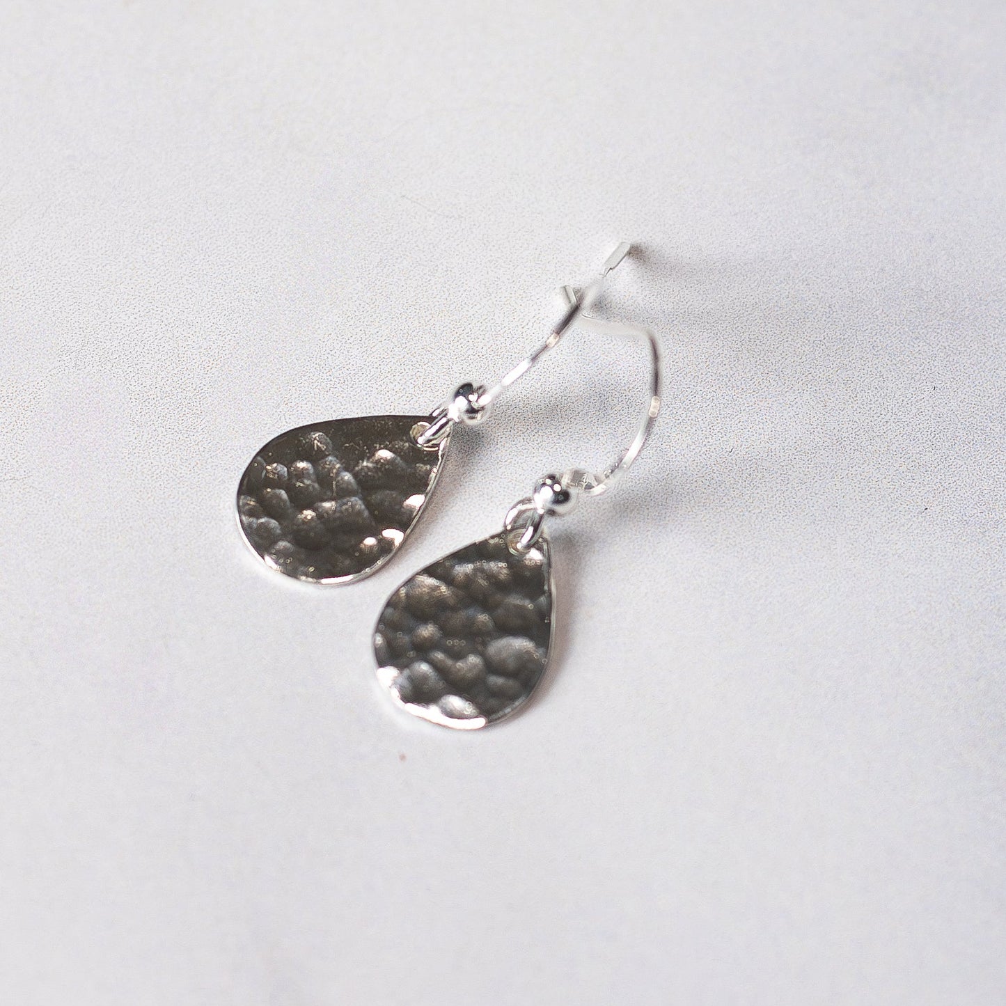 Sterling Silver Teardrop Dangle Earrings | Handmade Hammered Drop Earrings