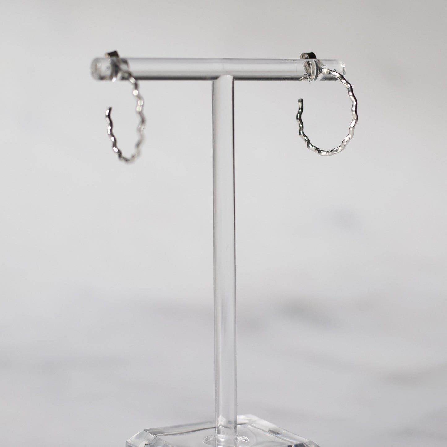Wavy Sterling Silver Hoop Earrings | Handmade Recycled Silver Open Hoops
