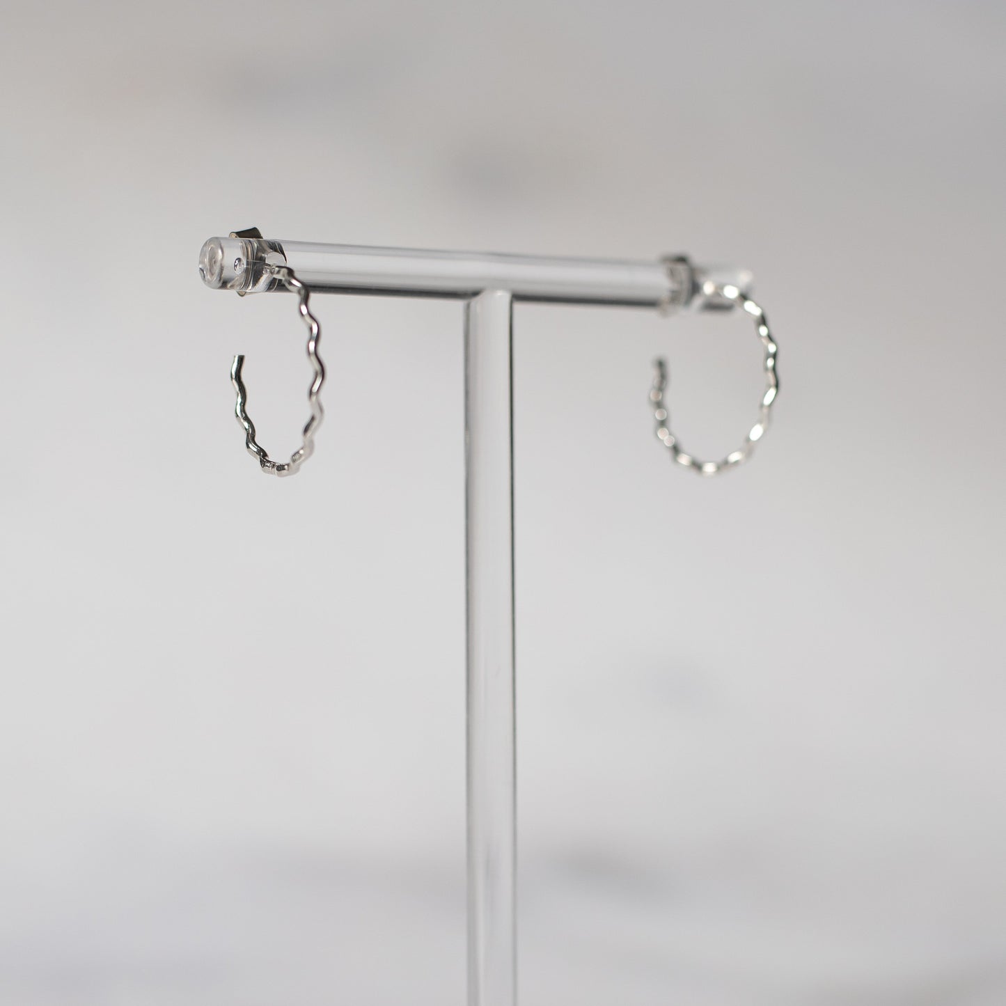 Wavy Sterling Silver Hoop Earrings | Handmade Recycled Silver Open Hoops