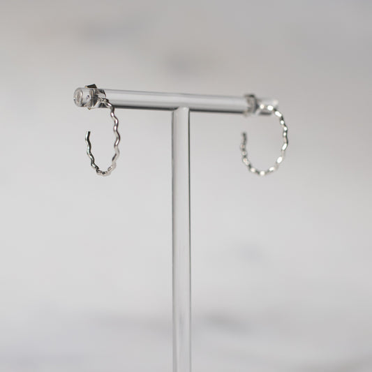 Wavy Sterling Silver Hoop Earrings | Handmade Recycled Silver Open Hoops