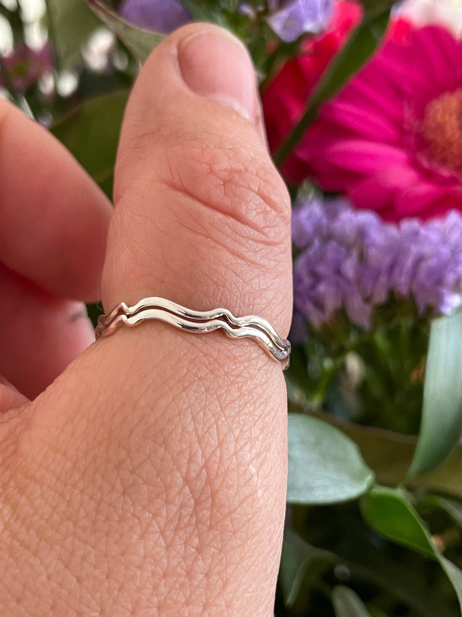 Shiny Silver Wave Shaped Ring from Impressums Jewellery