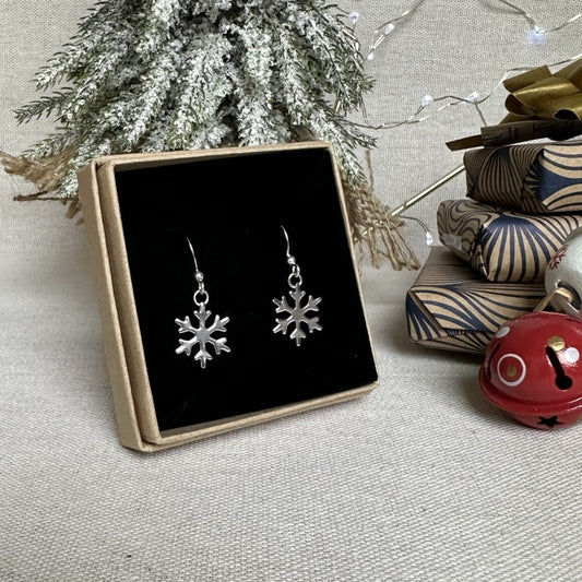 Dangly Sterling Silver Snowflake Earrings