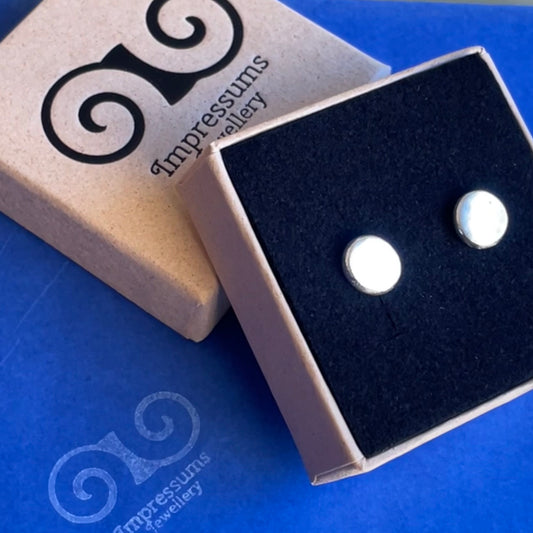 Flattened Recycled Silver Pebble Studs