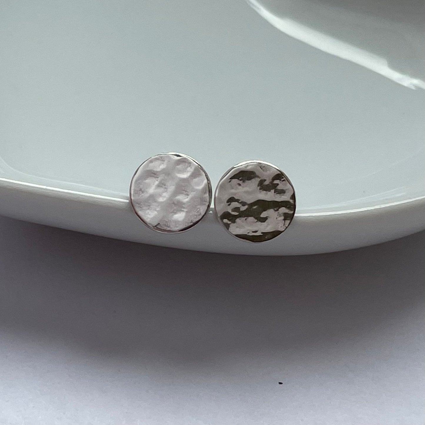 Hammered Silver Circle Stud Earrings | Recycled Sterling Silver