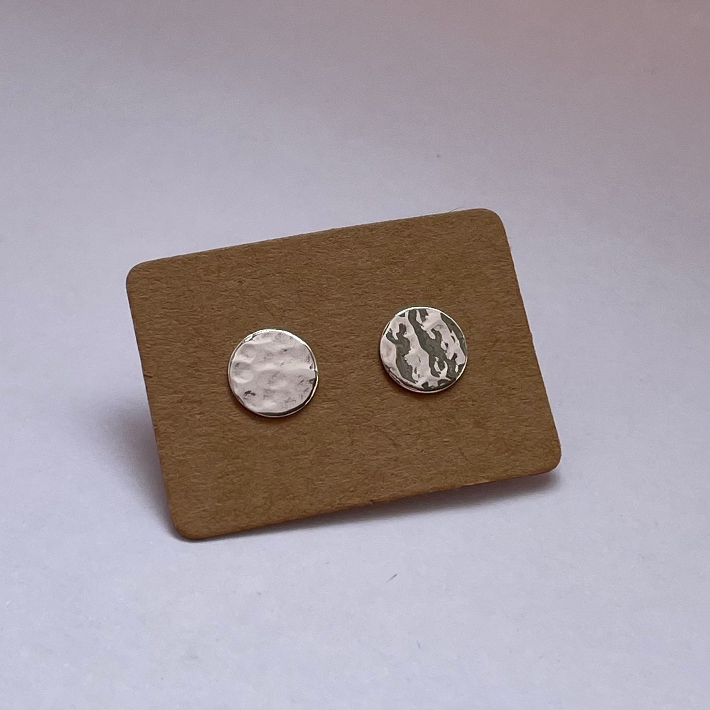 Hammered Silver Circle Stud Earrings | Recycled Sterling Silver
