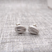 Load image into Gallery viewer, Fine Silver Cowrie Shell Studs
