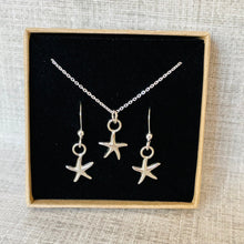 Load image into Gallery viewer, Silver Starfish Earring and Necklace Gift Set
