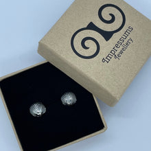 Load image into Gallery viewer, Silver Cockle Shell Stud Earrings
