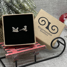 Load image into Gallery viewer, Silver Santa and Reindeer Earrings
