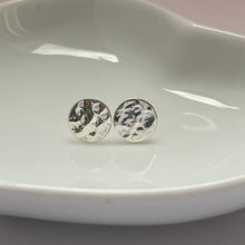 Load image into Gallery viewer, Solid Silver Textured Circle Stud Earrings
