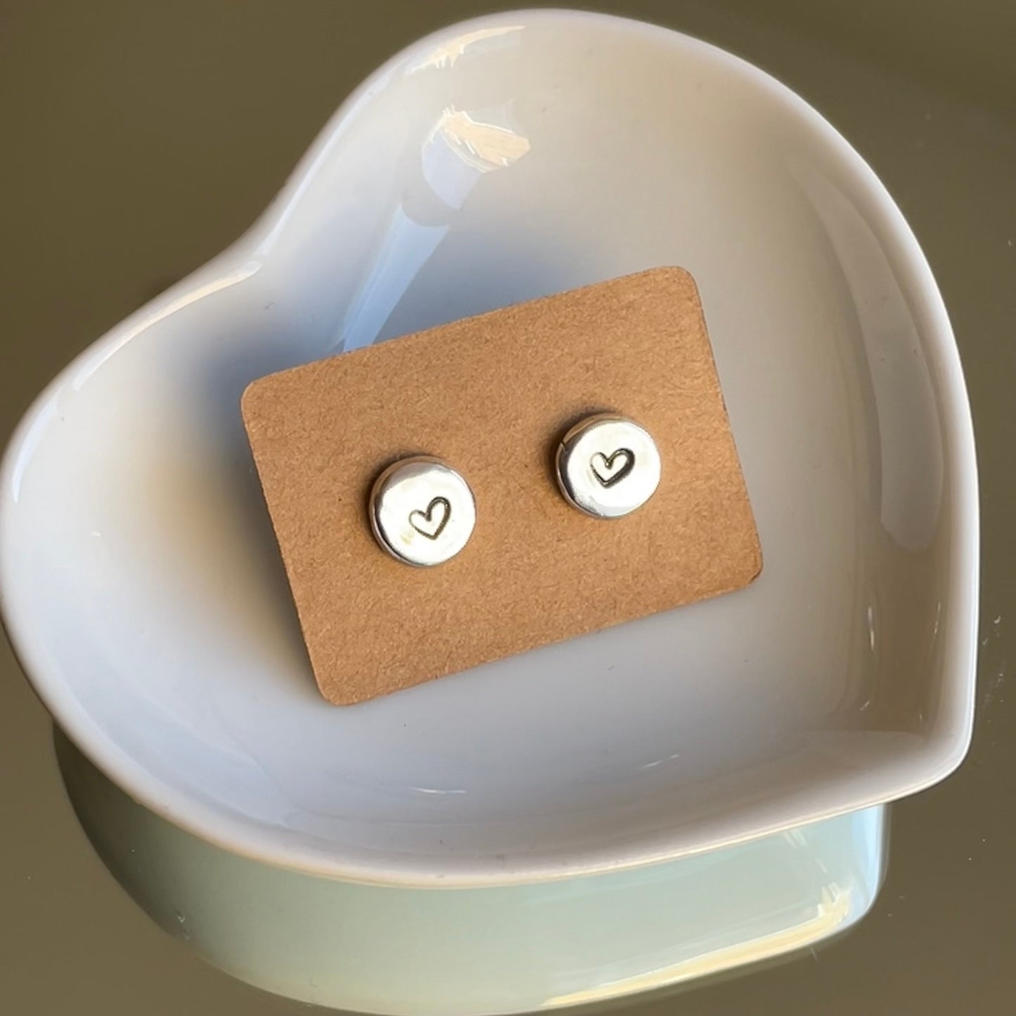 Handcrafted Recycled Sterling Silver Sweetheart Studs