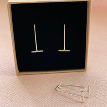 Load image into Gallery viewer, Sterling Silver Bar Threader Earrings, made with Recycled Silver
