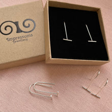 Load image into Gallery viewer, Sterling Silver Bar Threader Earrings, made with Recycled Silver
