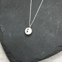 Load image into Gallery viewer, Sterling Silver Semi-Colon “Pebble” Necklace ;
