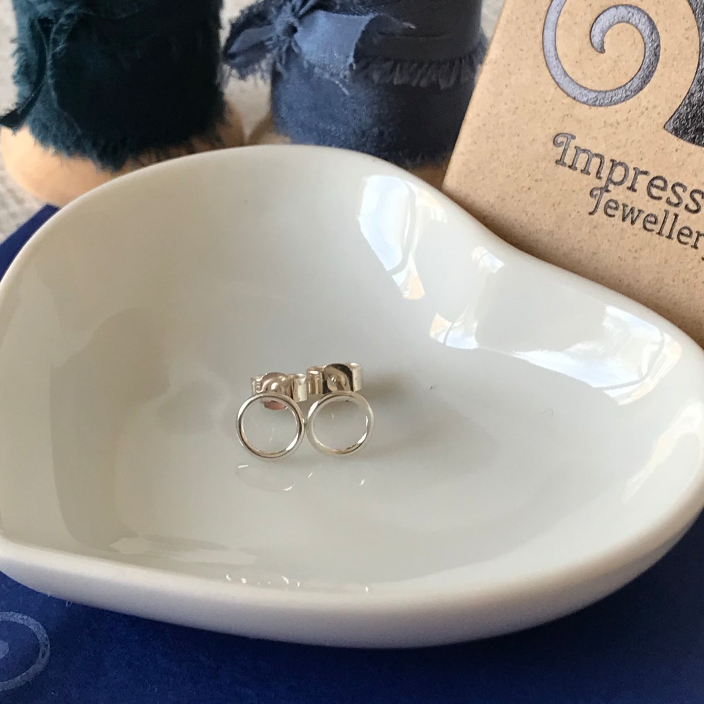 Silver Open Circle Stud Earrings