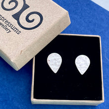 Load image into Gallery viewer, Solid Silver Upside Down Teardrop Studs with Hammered Texture
