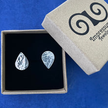 Load image into Gallery viewer, Solid Silver Mismatched Teardrop Studs with Hammered Texture
