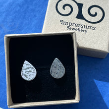 Load image into Gallery viewer, Solid Silver Teardrop Studs with Hammered Texture
