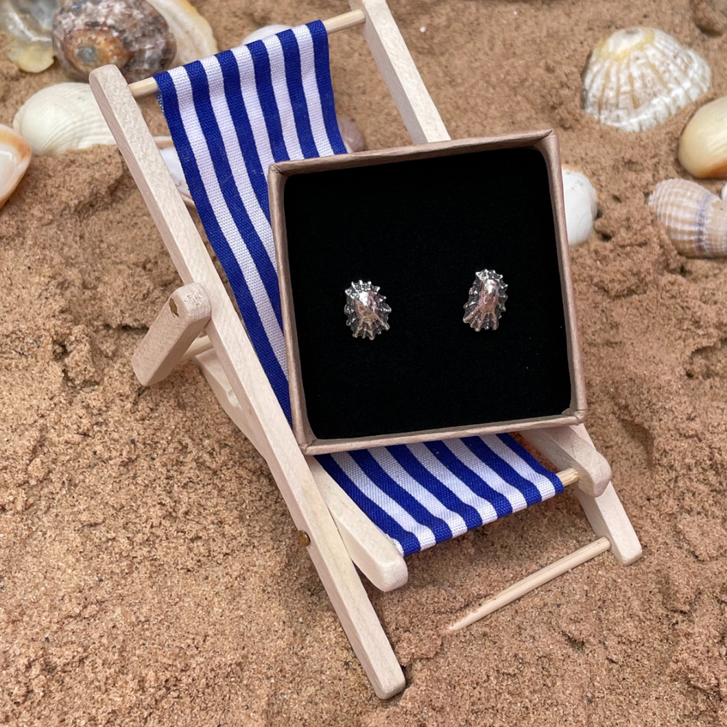 Fine Silver Limpet Shell Studs