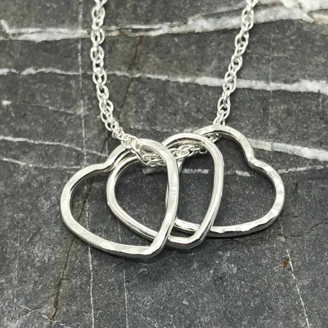 Sterling Silver Triple Heart Necklace