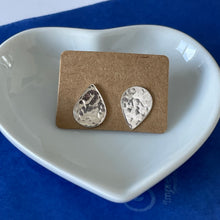 Load image into Gallery viewer, Solid Silver Mismatched Teardrop Studs with Hammered Texture
