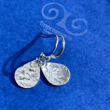 Load image into Gallery viewer, Sterling Silver Hammered Teardrop Dangly Earrings
