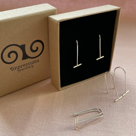 Sterling Silver Bar Threader Earrings, made with Recycled Silver
